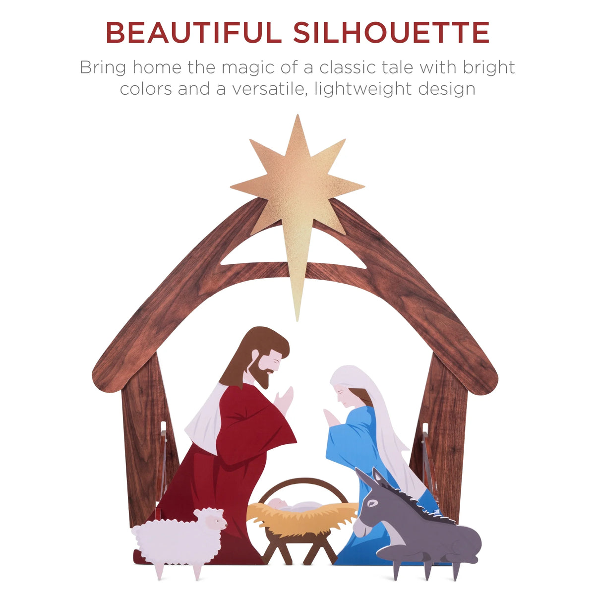4Ft Outdoor Nativity Scene, Weather-Resistant Decor, Christmas Family Yard Decoration, PVC