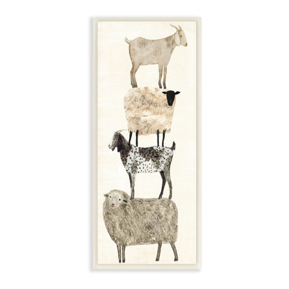 The  Home Decor Collection Fun Stacked Sheep and Goats Farm Animals Wall Plaque Art, 7 X 0.5 X 17