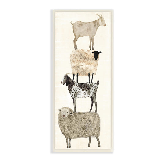 The  Home Decor Collection Fun Stacked Sheep and Goats Farm Animals Wall Plaque Art, 7 X 0.5 X 17