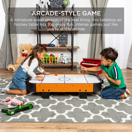 40In Air Hockey Arcade Table W/ 100V Motor, Electric Fan, 2 Strikers, 2 Pucks - Natural
