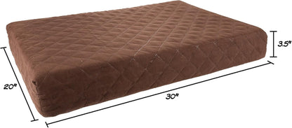 Waterproof Dog Bed - 2-Layer Memory Foam Pet Pad with Removable Machine Washable Cover - 30X21 Crate Mat for Dogs or Puppies by  (Brown)