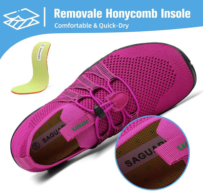 Water Shoes for Women Men, Quick-Dry Barefoot Swim Shoes with Drainage Holes, Lightweight Aqua Shoe for Beach Pool River Boating Yoga Walking