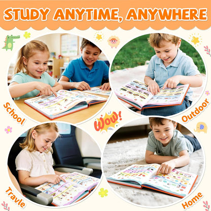 My First English Words Sound Book Toy, English Learning Talking Book, 470+ Words, 21 Themes, Press to Learn Phonics, Interactive Educational Books for 2-5 Year Olds