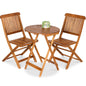 3-Piece Acacia Wood Bistro Set, Folding Patio Furniture W/ 2 Chairs, Table - Natural