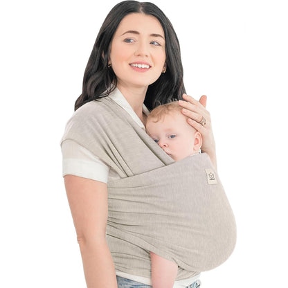 Baby Wrap Carrier - All in 1 Original Baby Carrier Newborn to Toddler Sling, Easy to Wear, Hands Free Bonding, Lightweight, Breathable Infant Wraps (Stone Gray)
