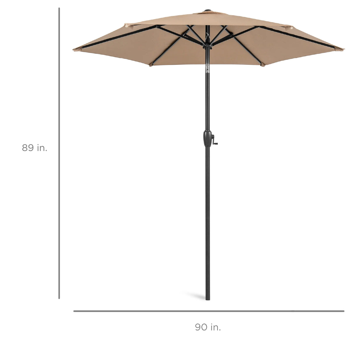 7.5Ft Heavy-Duty Outdoor Market Patio Umbrella W/ Push Button Tilt, Easy Crank - Tan