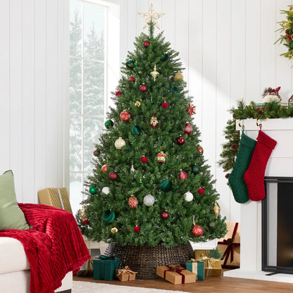 7.5Ft Hinged Douglas Full Fir Artificial Christmas Tree Holiday Decoration W/ Foldable Metal Stand