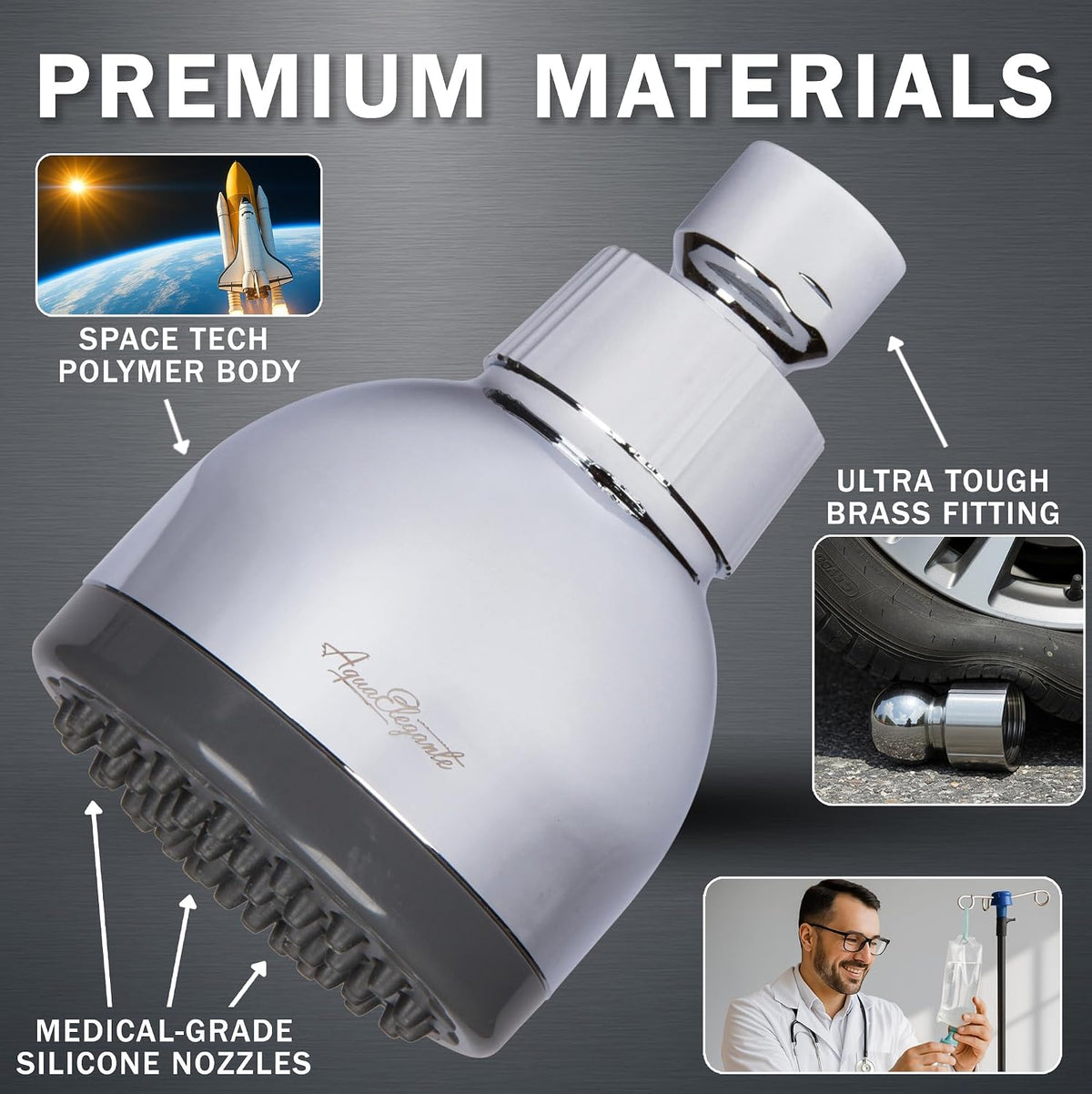 High Pressure Shower Head - Best 3 Inch Wall Mount Bathroom Showerhead for Boosting Low Flow with Anti-Clog Nozzles & Adjustable Brass Ball Joint - 1.8 GPM - Polished Chrome