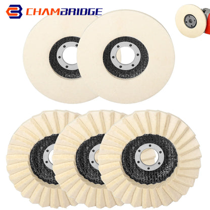 2/3/4/4.5/5 Inch Wool Polishing Wheel Buffing Pad for Angle Grinder Grinding Disc Metal Wood Stainless Steel Polishing Abrasives
