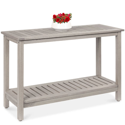 48In 2-Shelf Indoor Outdoor Wooden Console Table Multifunctional Buffet Bar Storage - Gray