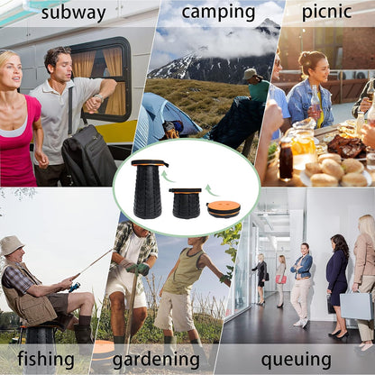 Collapsible Stool - Adults' round Pop up Seat, Max 397Lbs, Portable Folding & Telescopic for Camping & Outdoor Use