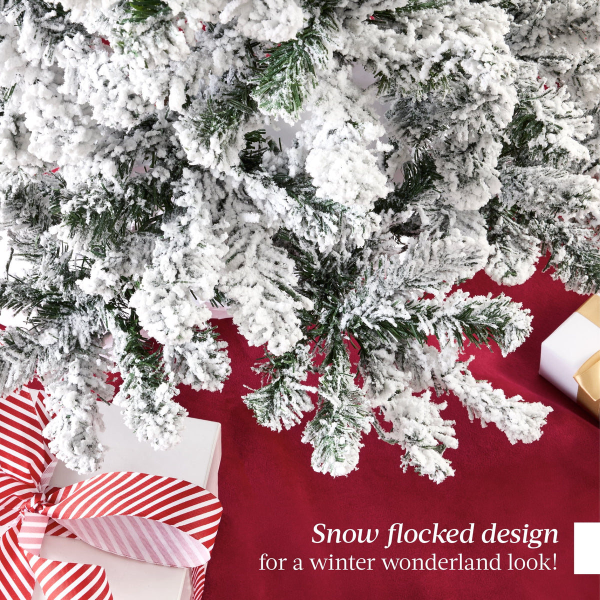 Artificial Flocked Christmas Tree, 12Ft Premium Unlit Pine Holiday Decor W/Metal Stand Green