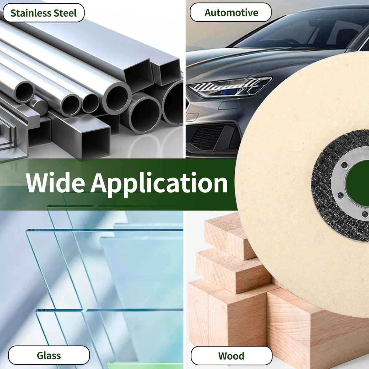 2/3/4/4.5/5 Inch Wool Polishing Wheel Buffing Pad for Angle Grinder Grinding Disc Metal Wood Stainless Steel Polishing Abrasives