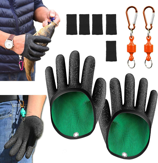 2Pcs Fishing Gloves with Magnet Release, Professional Catch Fish Gloves for Handling,Catching,Cleaning,Fisherman Fishing Accessories