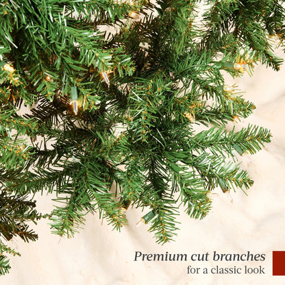 4.5Ft Pre-Lit Hinged Douglas Full Fir Artificial Christmas Tree Holiday Decoration W/ 200 Lights