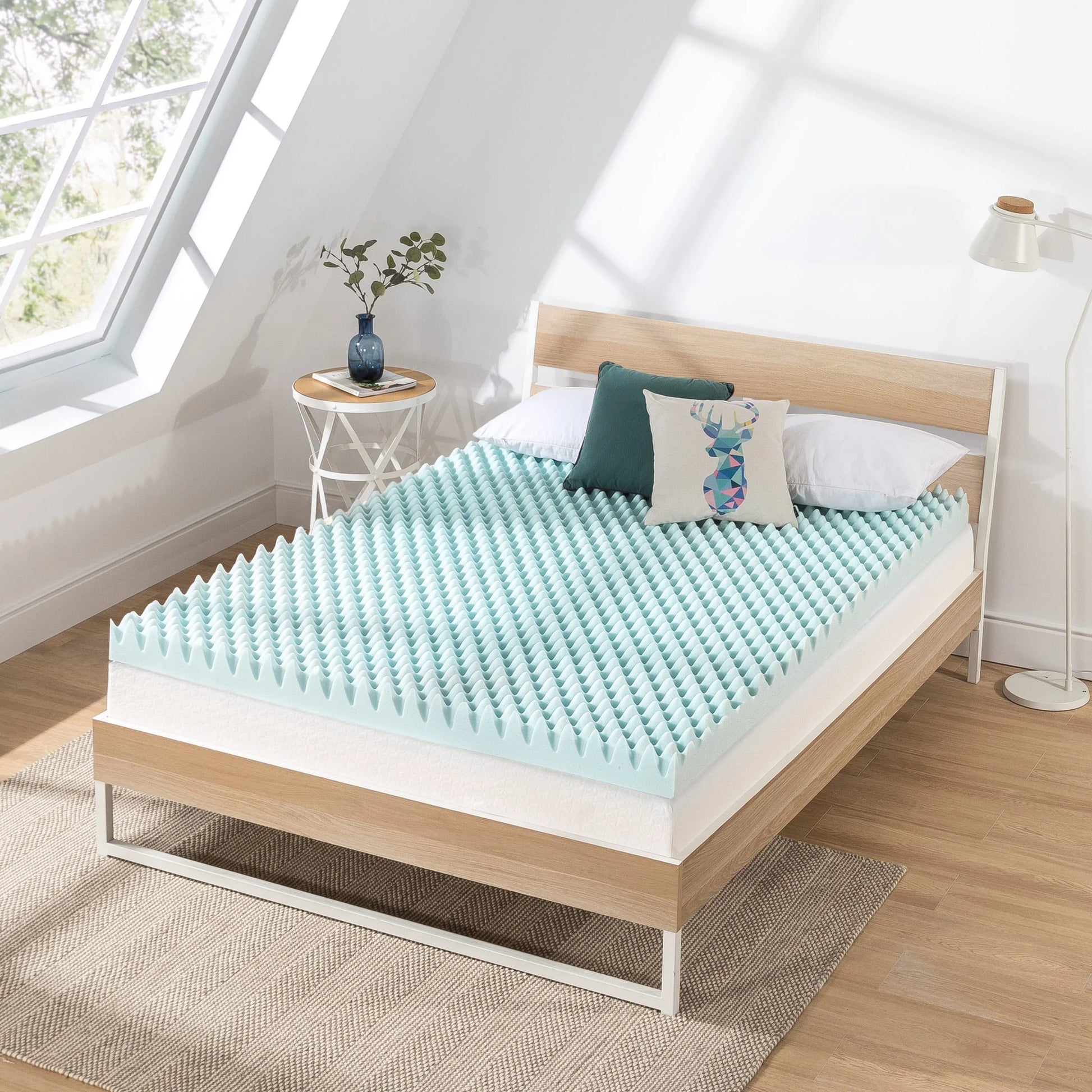 4" Cooling Gel Egg Crate Memory Foam Mattress Topper, Twin XL