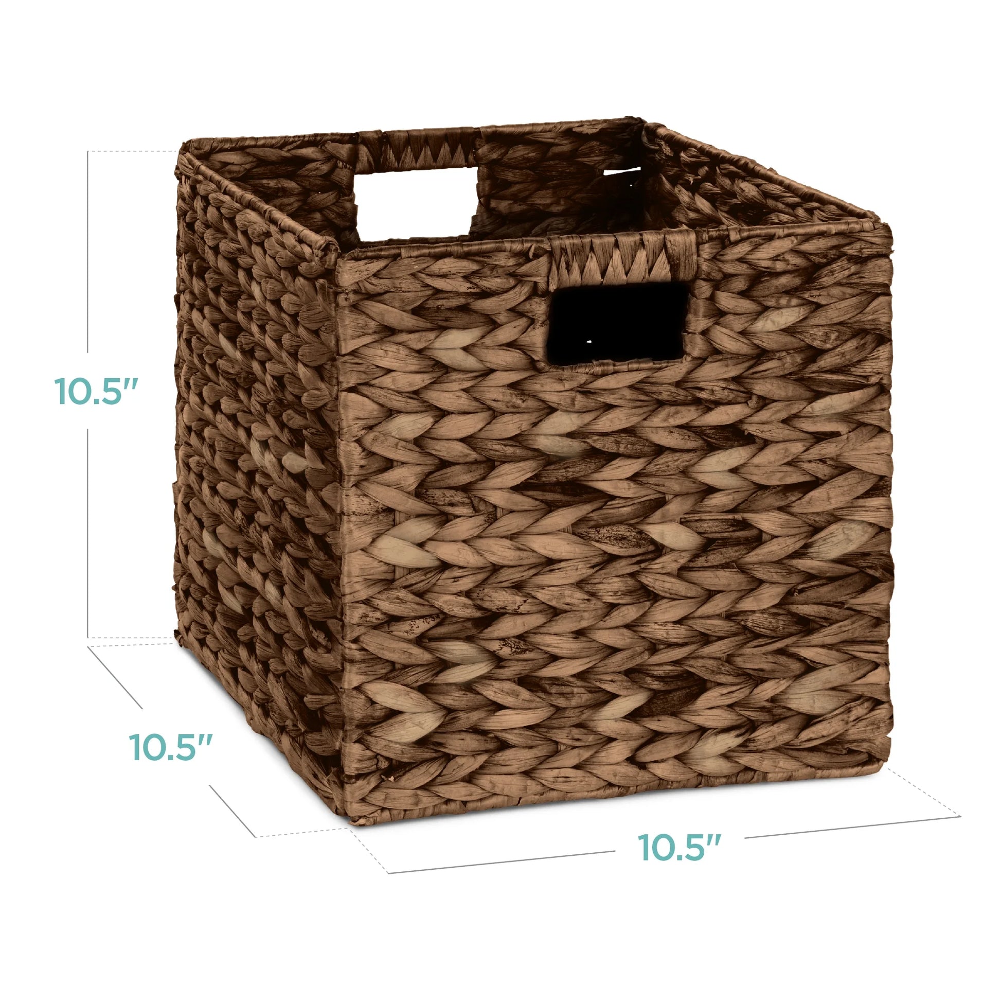10.5X10.5In Hyacinth Storage Baskets, Set of 5 Multipurpose Collapsible Organizers - Espresso