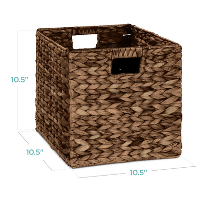 10.5X10.5In Hyacinth Storage Baskets, Set of 5 Multipurpose Collapsible Organizers - Espresso