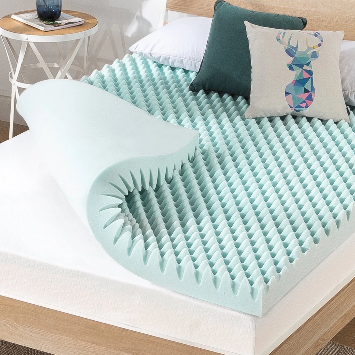 4" Cooling Gel Egg Crate Memory Foam Mattress Topper, Twin XL