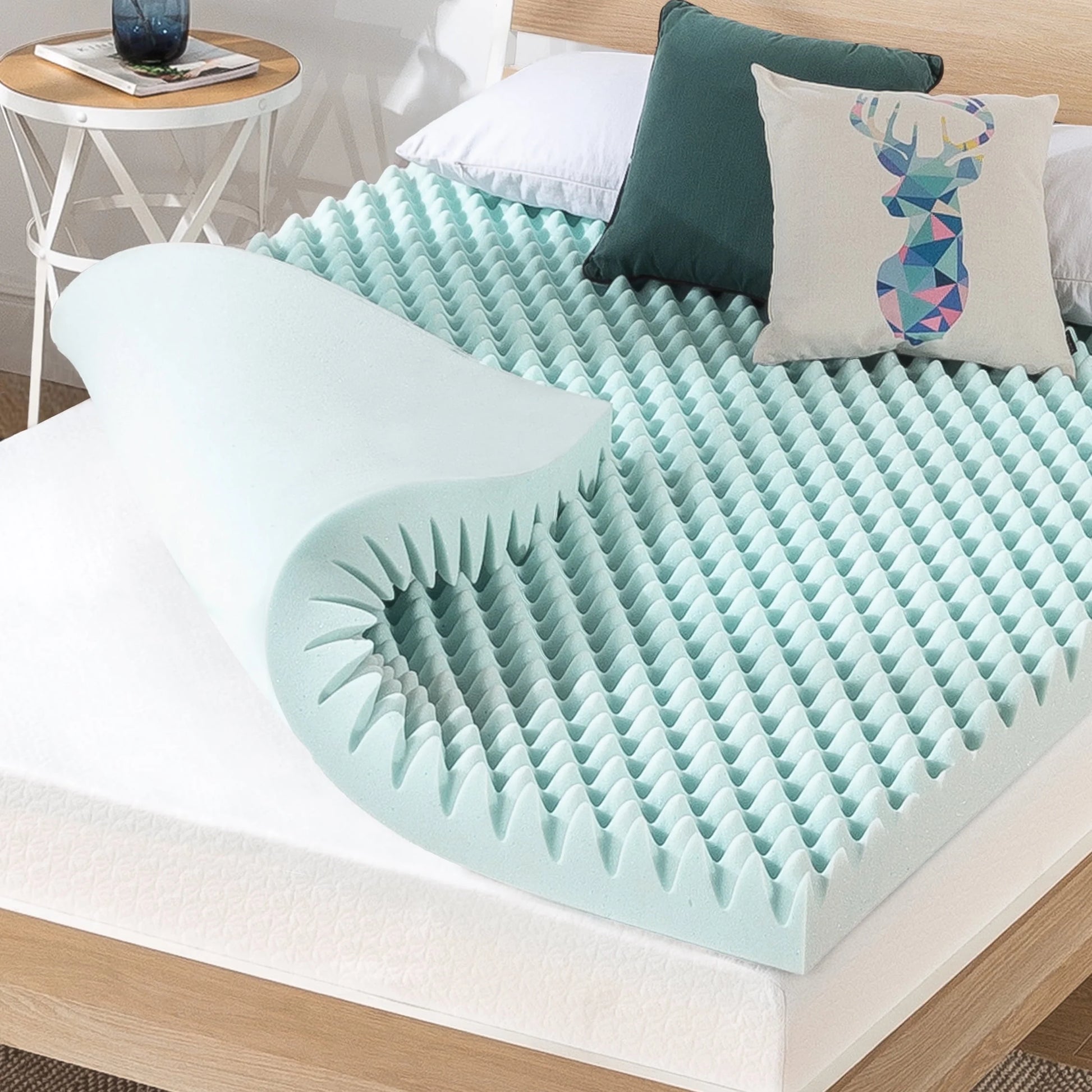 4" Cooling Gel Egg Crate Memory Foam Mattress Topper, Twin XL