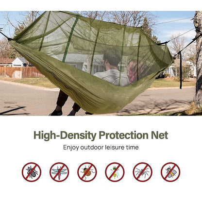 Camping Hammock, Portable Double Hammock Bug Net,Travel Hammock with Mosquito Net，Mesh and Hammock Closed Connection，Best for Outdoor, Hiking, Camping, Backpacking, Travel, Backyard