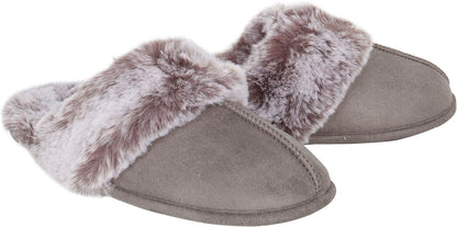 Womens Comfy Faux Fur House Slipper Scuff Memory Foam Slip on Anti-Skid Soleslipper