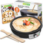 Electric Crepe Maker Pan & Griddle | 12 Inch Nonstick Cooktop | LED Indicators & Adjustable Temperature Control | Includes Spatula, Batter Spreader | Cooks Crepes, Roti & Pancakes