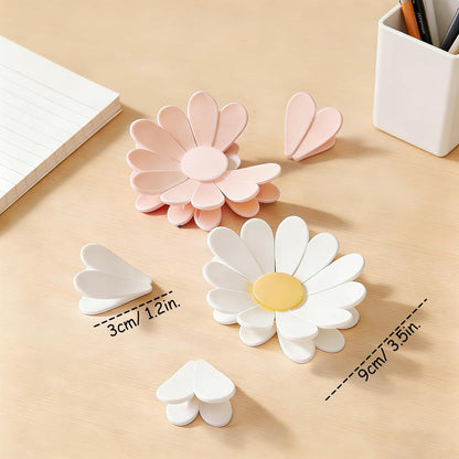Chip Clips, English Daisy Magnetic Bag Clips, Cute Fridge Magnets, Magnetic Clip for Bread, Snack and Food Bags (2 Flower 12 Pcs, White and Pink)