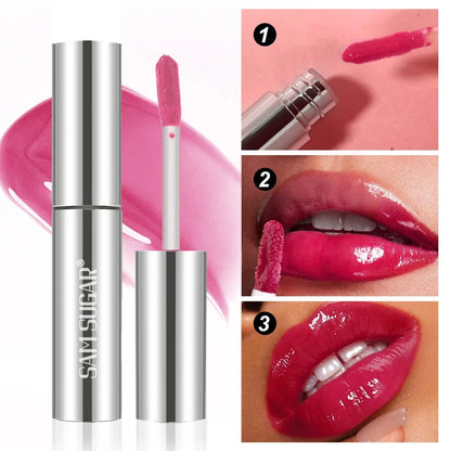 High Shine Lip Gloss Waterproof Smudge Proof Extended Wear Hydrating Raspberry Flavor Colorfast Lip Glaze