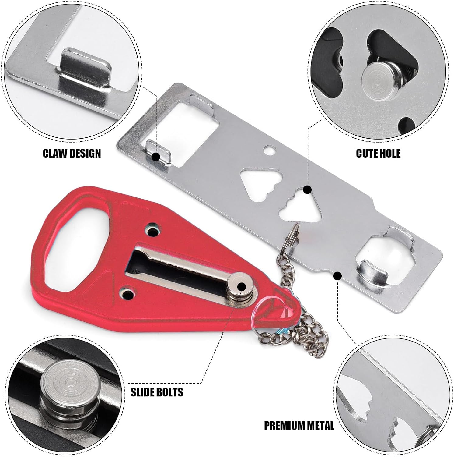 Portable Door Lock for Travel, Door Lock Self-Defense Security Device for Home, Apartment, Hotel, Living Motel, School Dorm, House for Open Inwards Door