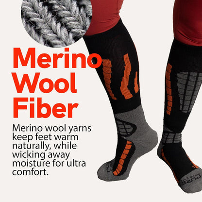 Ski Socks Warm Merino Wool - Best Lightweight Thin Ski Snowboard Sock Women Men
