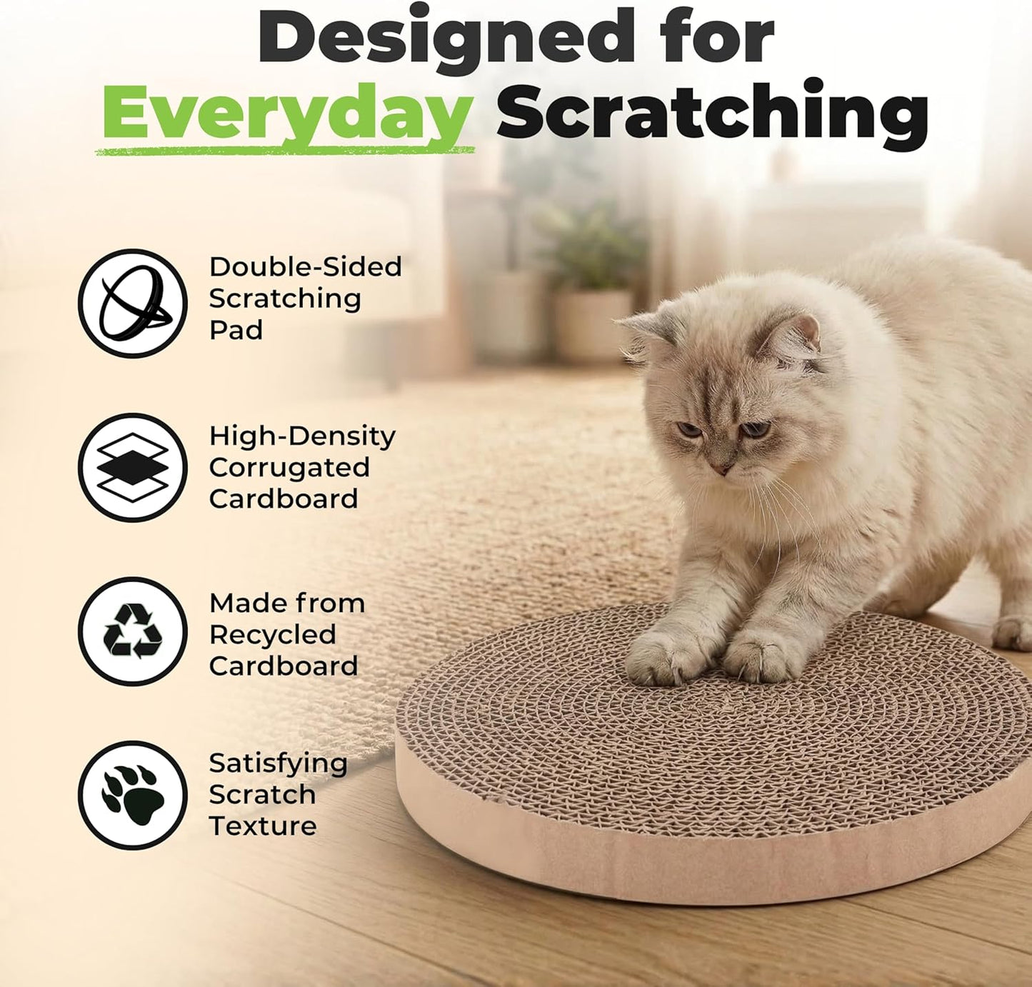 Catify Cat Scratcher, Fun Interactive Scratchers, Posts, Poles, Claw Safe, Furniture Saver Indoor Play Support Natural Cat Behaviors Heavy Duty - Round(5 Pack)