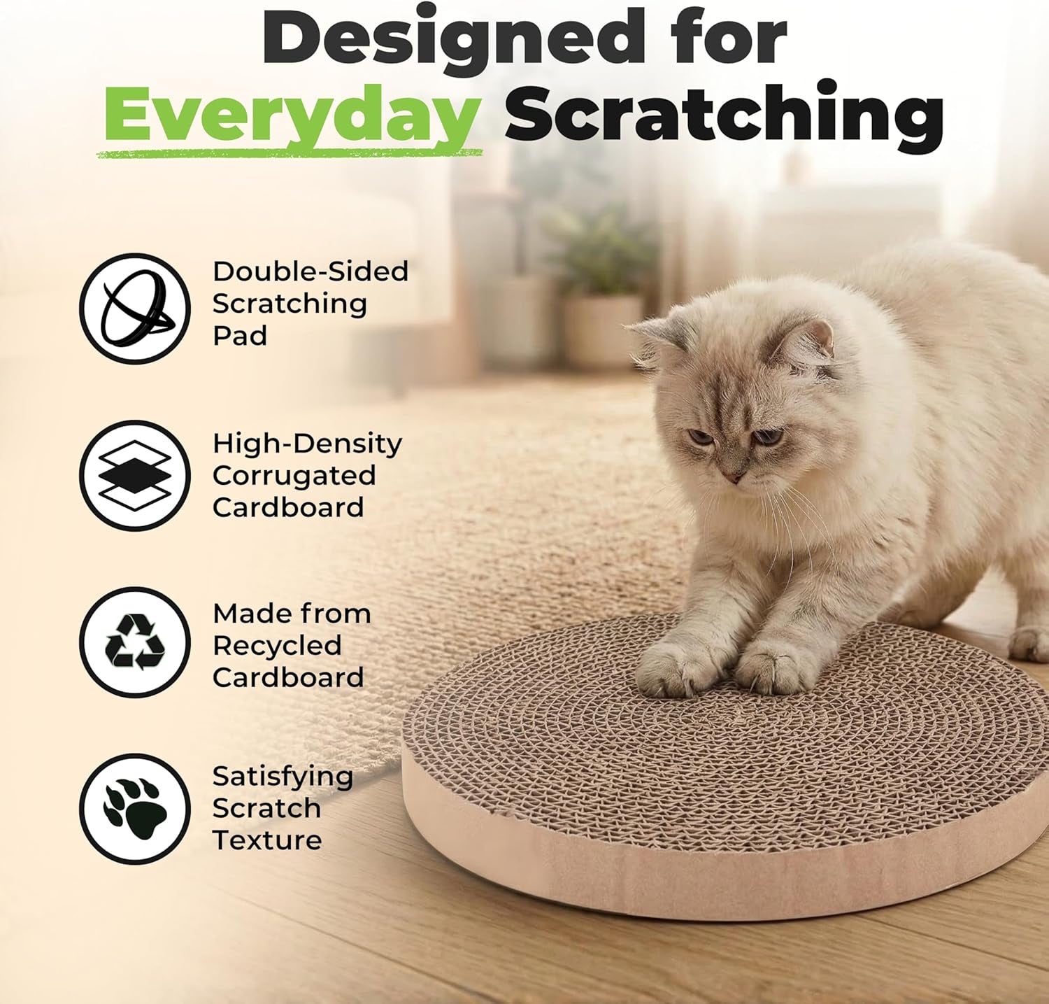 Catify Cat Scratcher, Fun Interactive Scratchers, Posts, Poles, Claw Safe, Furniture Saver Indoor Play Support Natural Cat Behaviors Heavy Duty - Round(5 Pack)