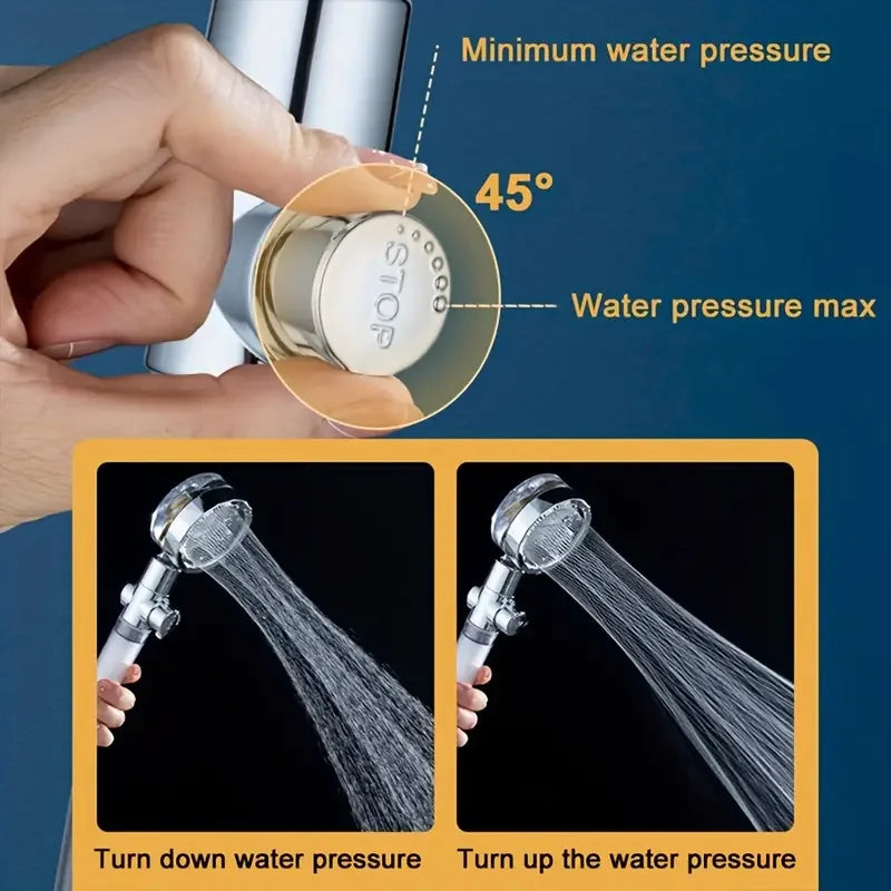 360° Rotating Turbine Fan Handheld Shower Head High Pressure Water Saving Spray Shower Filter Bathroom Accessories