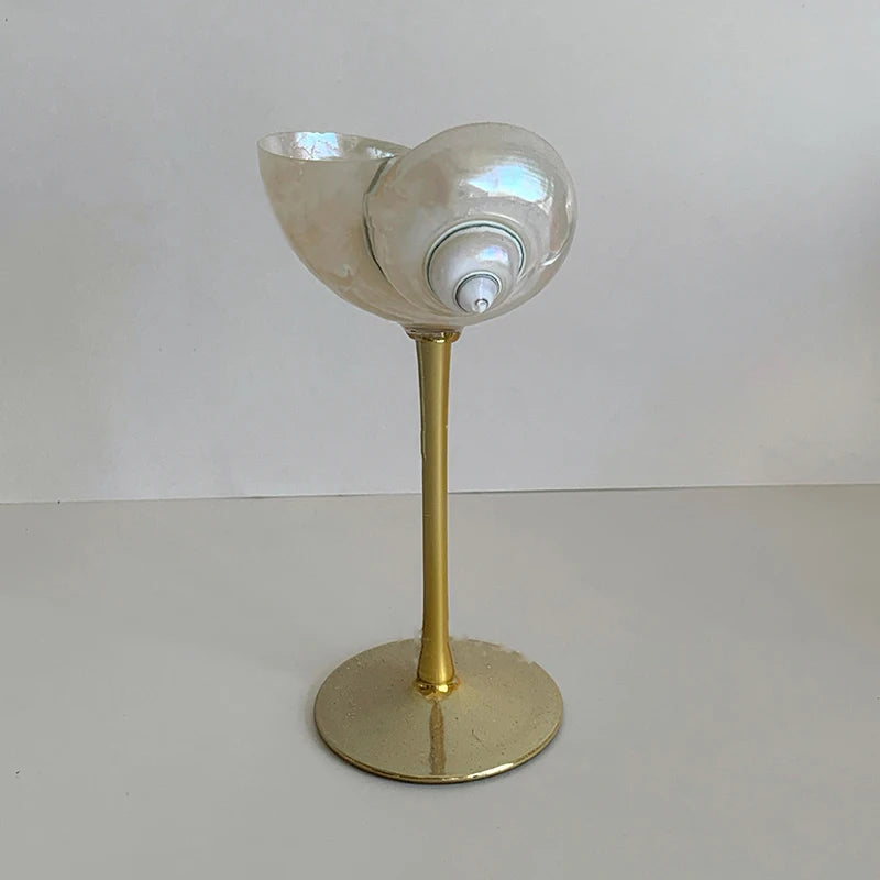 Originality Conch Wine Glass Goblet Handmade Banquet Natural Metal Glass Polishing Decoration Ornament Gift for Bar