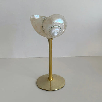 Originality Conch Wine Glass Goblet Handmade Banquet Natural Metal Glass Polishing Decoration Ornament Gift for Bar