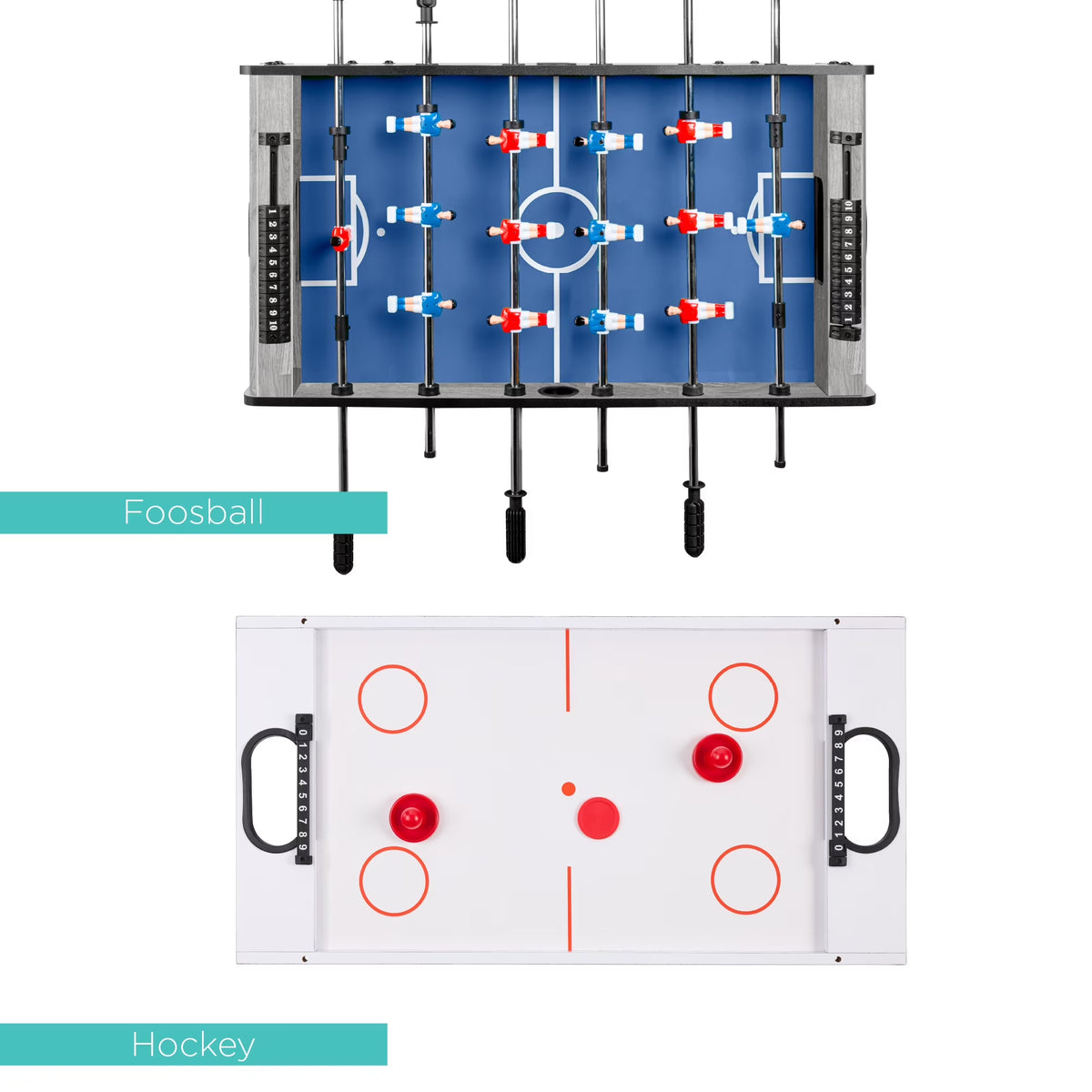 4-In-1 Multi Game Table, Childrens Arcade Set W/ Pool Billiards, Air Hockey, Foosball - Gray