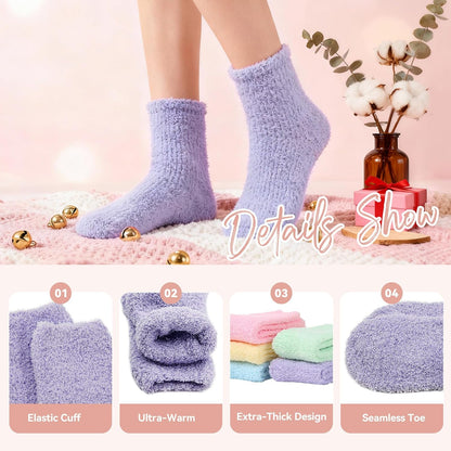 Women'S Fuzzy Slipper Socks - Warm, Fluffy, Cozy Crew Socks for Winter