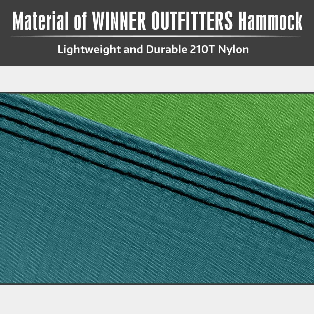 Double Camping Hammock - Lightweight Nylon Portable Hammock, Best Parachute Double Hammock for Backpacking, Camping, Travel, Beach, Yard. 118"(L) X 78"(W), Dark Green/Green Color