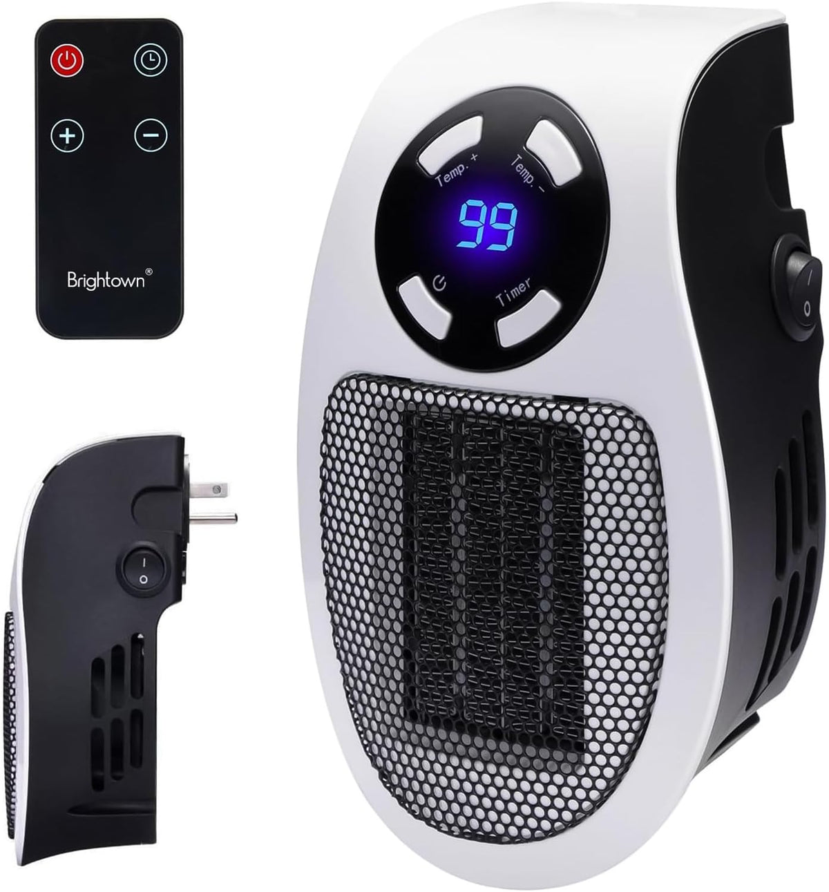 Wall Plug in Heater 450W, Portable Outlet Heater with Remote, Clear LED Display, Small Wall Heaters for Indoor Use with Adjustable Thermostat and 12H Timer for Bathroom Room Office