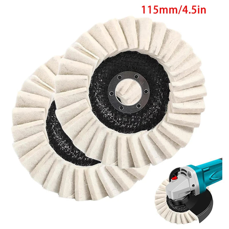 【Cc22】2Pcs Wool Felt Flap Polishing Wheel Disc Buffing Pad Premium Felt Polishing Pads for Metal Marble Stone