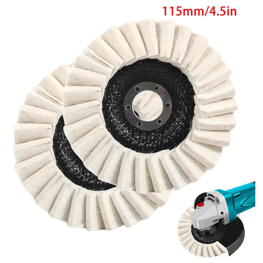 【Cc22】2Pcs Wool Felt Flap Polishing Wheel Disc Buffing Pad Premium Felt Polishing Pads for Metal Marble Stone