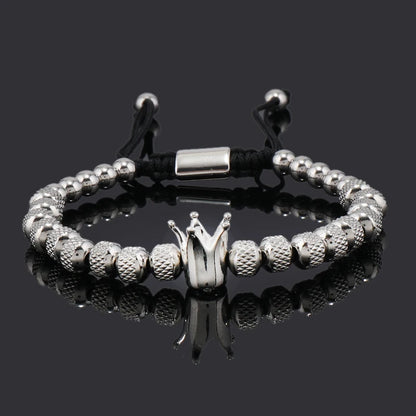 Luxury Crown Charms Stainless Steel Beads Man Bracelet Women Hand Jewelry Couple Gift