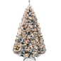 7.5Ft Pre-Lit Holiday Christmas Pine Tree W/ Snow Flocked Branches, 550 Warm White Lights