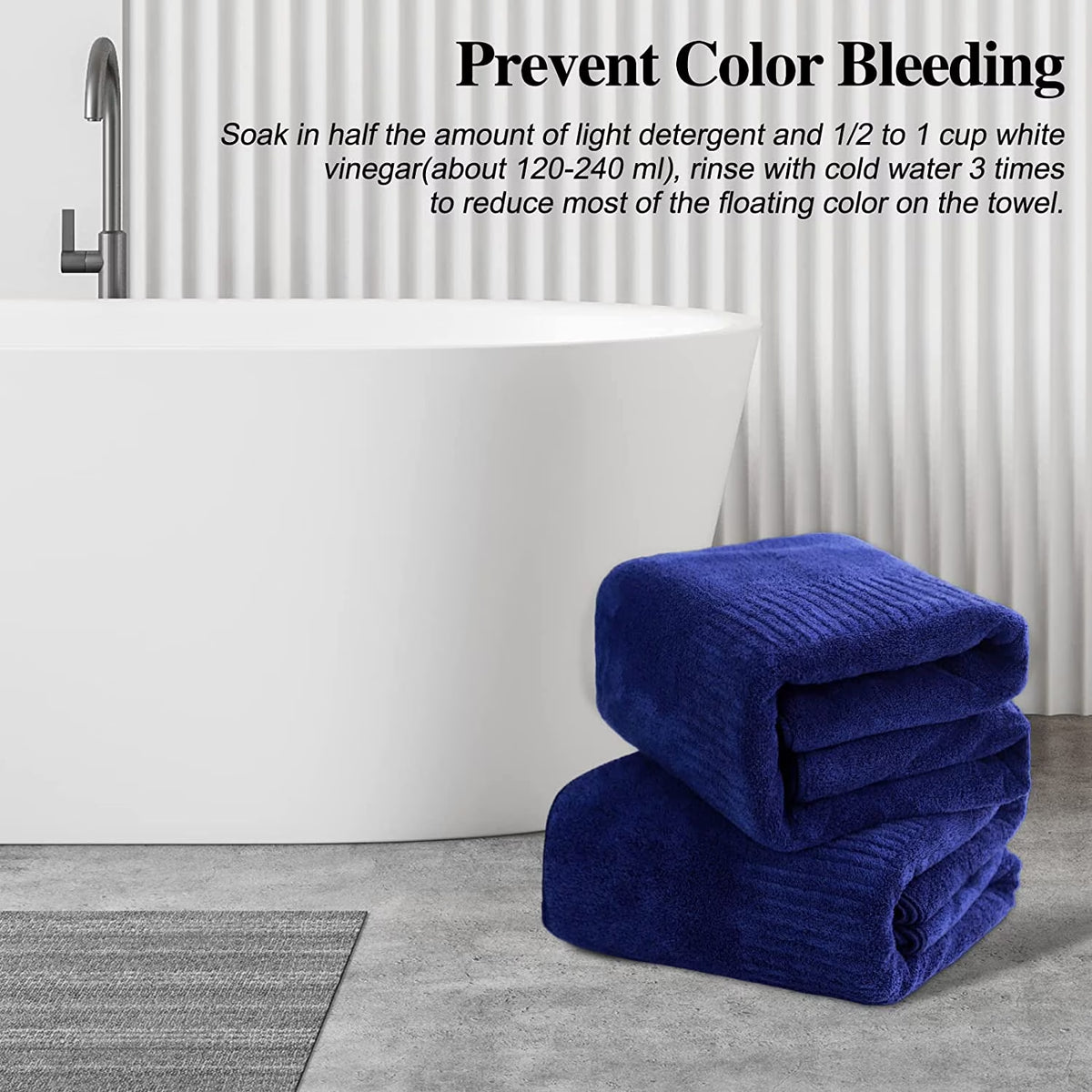 Bath Towel, Large Bathroom Towels 35X63 In, Super Absorbent Quick Drying Towels for Bathroom, Beach, Gym, Pool, 2 Count Navy Blue