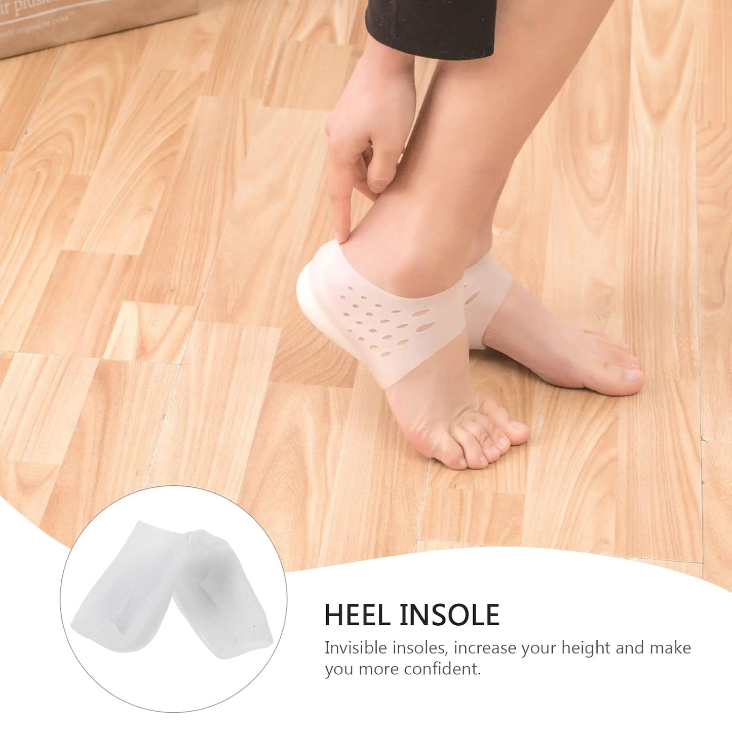 Invisible Heightening Heel Lift Insoles 1.65 Inch Silicone Inserts Lightweight Shoe Cushions for Men Women Fit Sneakers Boots Dress Shoes
