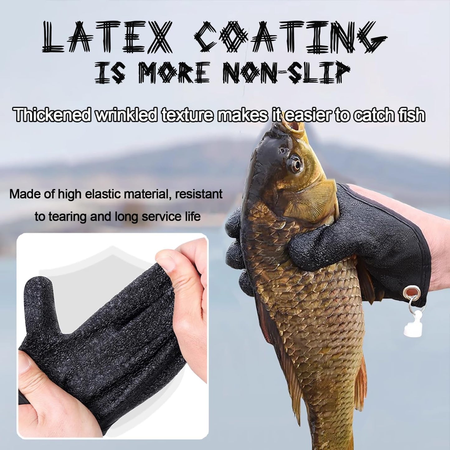 2Pcs Fishing Gloves with Magnet Release, Professional Catch Fish Gloves for Handling,Catching,Cleaning,Fisherman Fishing Accessories