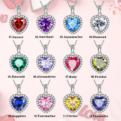 Heart Jewelry Sets Women Diamond April Birthstone Jewelry Set Necklace Earrings 925 Sterling Silver Fine Jewelry Valentines Birthday Mother'S Day Gift for Her