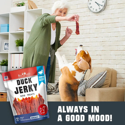 Dog Treats Duck Jerky 1.5 LB - Human Grade Pet Snacks - Natural High Protein Meat Dried Strips - Best Chews for Training Small & Large Dogs - Bulk Soft Pack