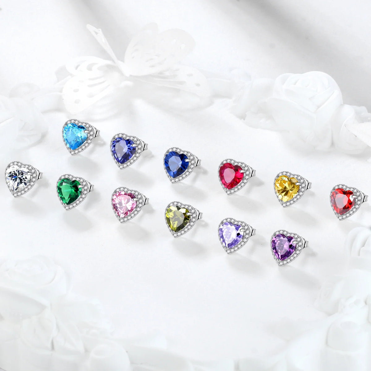 Heart Jewelry Sets Women Diamond April Birthstone Jewelry Set Necklace Earrings 925 Sterling Silver Fine Jewelry Valentines Birthday Mother'S Day Gift for Her